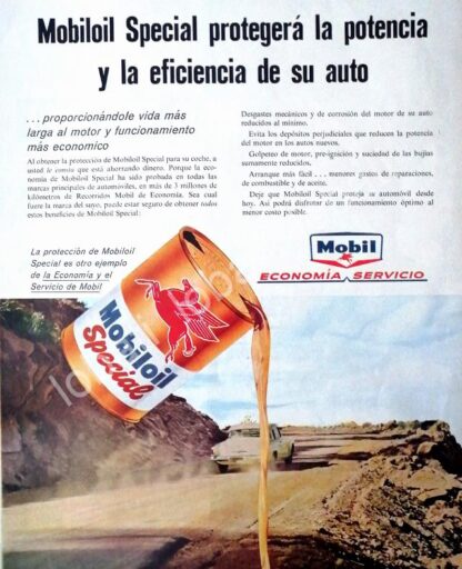 CARTEL ANTIGUO ORIGINAL DE ACEITE LUBRICANTE MOBIL OIL 1960s /50