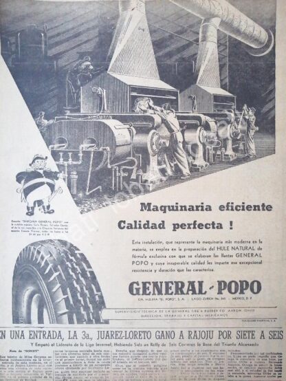 CARTEL ANTIGUO ORIGINAL DE LLANTAS GENERAL POPO 1947 /47