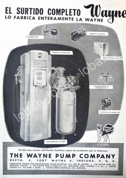 CARTEL ANTIGUO ORIGINAL DE BOMBAS DE GASOLINA WAYNE 1949 /26