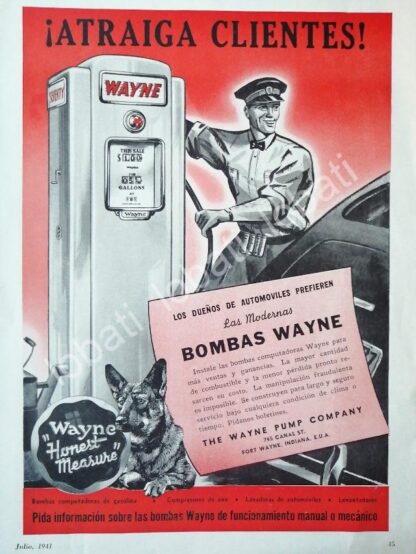 CARTEL ANTIGUO ORIGINAL DE BOMBAS DE GASOLINA WAYNE 1941 /25