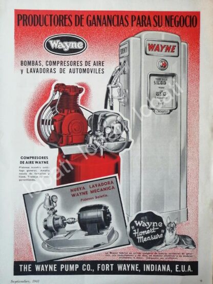 CARTEL ANTIGUO ORIGINAL DE BOMBAS DE GASOLINA WAYNE 1941 /24