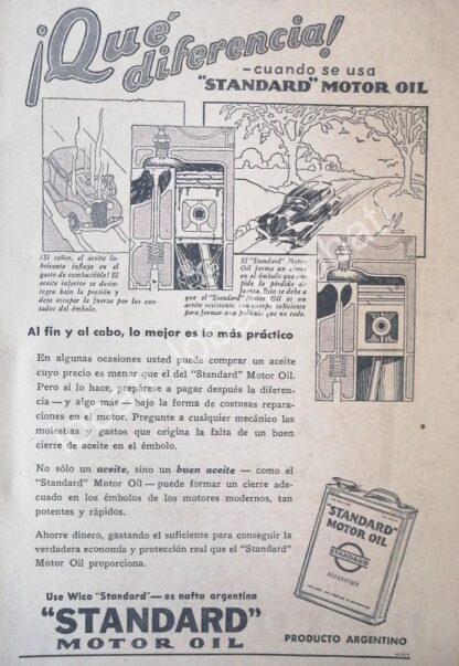 CARTEL ANTIGUO ORIGINAL DE ACEITES LUBRICANTES STANDAR. MOTOR OIL 1926 /18