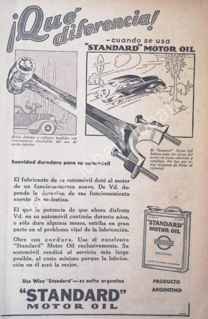 CARTEL ANTIGUO ORIGINAL DE ACEITES LUBRICANTES STANDAR. MOTOR OIL 1926 /17