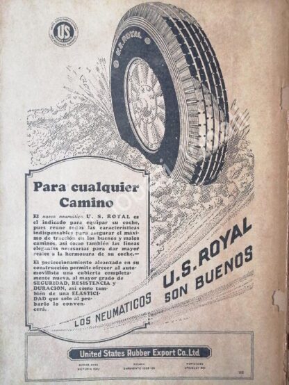 CARTEL ANTIGUO ORIGINAL DE LLANTAS U.S ROYAL 1927 /12