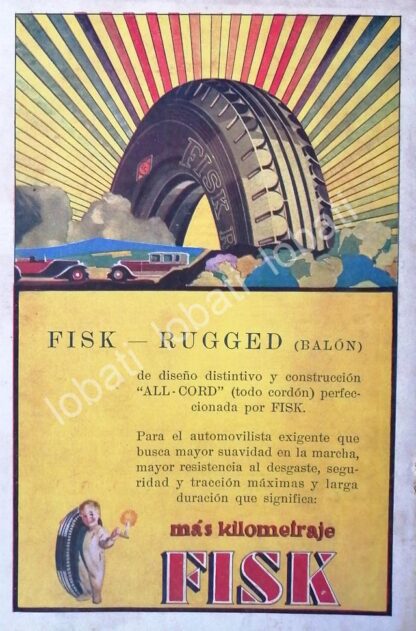 CARTEL ANTIGUO ORIGINAL DE LLANTAS FISK 1926 /8 MUY RARO