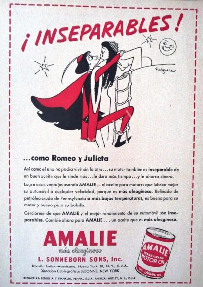 CARTEL ANTIGUO ORIGINAL DE SET DE 4 AFICHES, DIBUJOS DE JESUS HELGUERA , LUBRICANTES AMALIE 1952 - Imagen 3