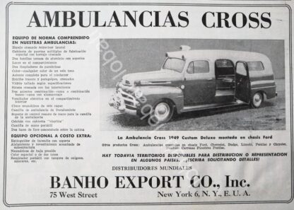 CARTEL ANTIGUO ORIGINAL DE AMBULANCIAS CROSS 1949 / 424 SUPER RARO