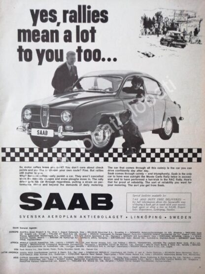 CARTEL ANTIGUO ORIGINAL DE AUTOS SAAB 1966 / 423 MUY RARO