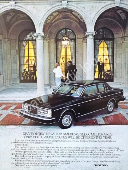 CARTEL ANTIGUO ORIGINAL DE AUTOS VOLVO COUPE 1980 / 420