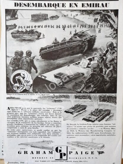 CARTEL ANTIGUO ORIGINAL DE AUTOPARTES GRAHAM PAIGE Y 2DA GUERRA MUNDIAL 1944 /SGM RARO