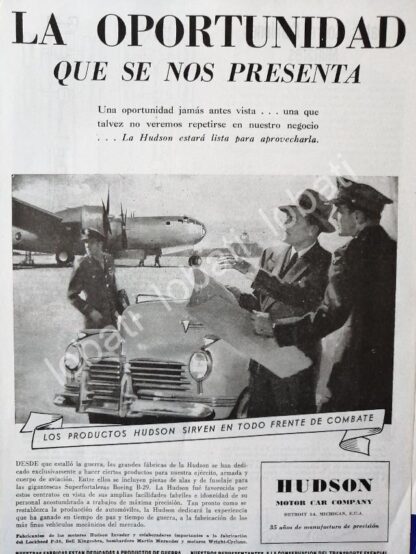 CARTEL ANTIGUO ORIGINAL DE AUTOS HUDSON 1944 / 413 2DA GUERRA MUNDIAL /SGM