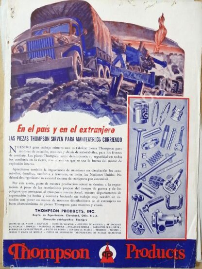 CARTEL ANTIGUO ORIGINAL DE AUTOPARTES THOMPSON Y 2DA GUERRA MUNDIAL 1944 /SGM