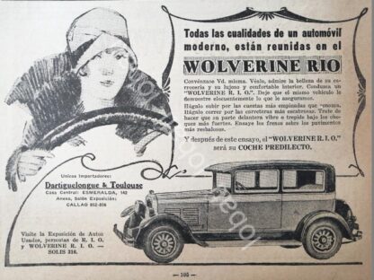 CARTEL ANTIGUO ORIGINAL DE AUTOS REO BROUGHAM WOLVERINE 1929 /409 MUY RARO