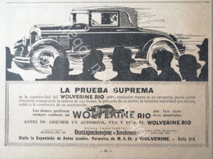 CARTEL ANTIGUO ORIGINAL DE AUTOS REO BROUGHAM WOLVERINE 1929 /408 MUY RARO