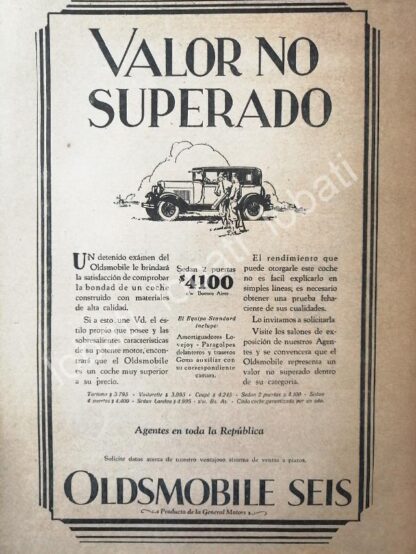 CARTEL ANTIGUO ORIGINAL DE AUTOS OLDSMOBILE SEIS 1931 /404