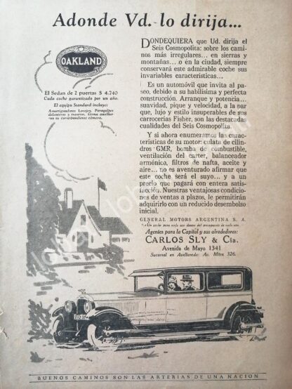 CARTEL ANTIGUO ORIGINAL DE AUTOS GM OAKLAND 1930 /403 MUY RARO