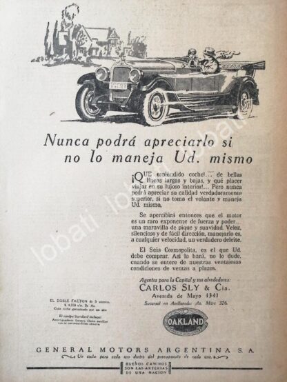 CARTEL ANTIGUO ORIGINAL DE AUTOS GM OAKLAND 1930 /402 MUY RARO