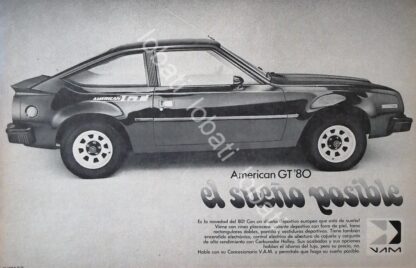 CARTEL ANTIGUO ORIGINAL DE AUTOS VAM AMERICAN GT 80. 1980 /397 RARO