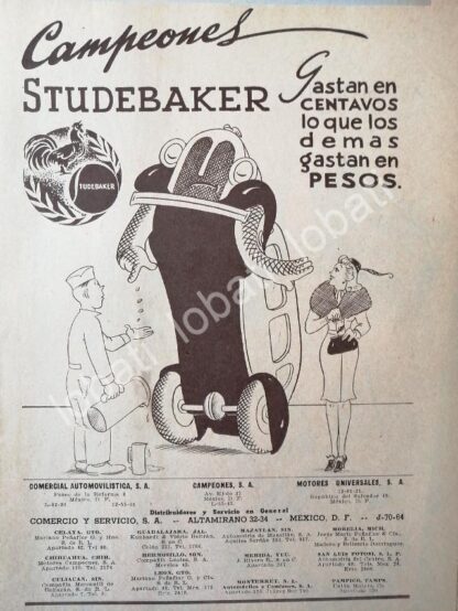 CARTEL ANTIGUO ORIGINAL DE AUTOS STUDEBAKER 1948 /395