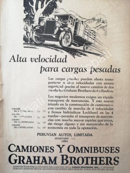 CARTEL ANTIGUO ORIGINAL DE AUTOS CAMIONES GRAHAM BROTHERS 1926 /393 MUY RARO