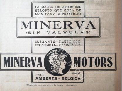 CARTEL ANTIGUO ORIGINAL DE AUTOS MINERVA 1922 /392 SUPER RARO