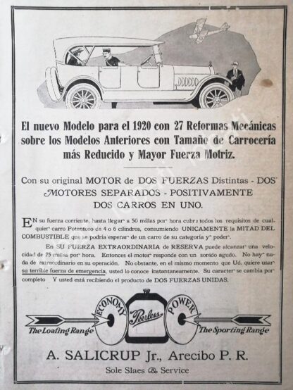 CARTEL ANTIGUO ORIGINAL DE AUTOS PEERLESS 1920 /387 SUPER RARO