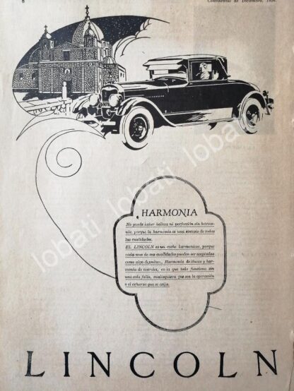 CARTEL ANTIGUO ORIGINAL DE AUTOS LINCOLN 1926 /384 RARO