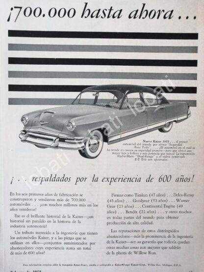 CARTEL ANTIGUO ORIGINAL DE AUTOS KAISER 1953 /372