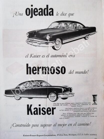 CARTEL ANTIGUO ORIGINAL DE AUTOS KAISER 1951 /368