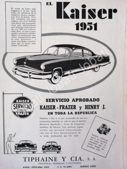 CARTEL ANTIGUO ORIGINAL DE AUTOS KAISER 1951 /367