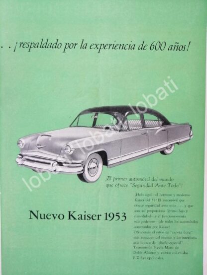 CARTEL ANTIGUO ORIGINAL DE AUTOS KAISER 1952 /366