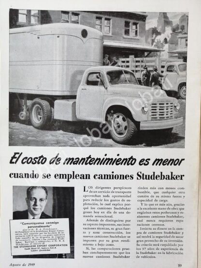 CARTEL ANTIGUO ORIGINAL DE AUTOS. CAMIONES STUDEBAKER 1949 /363