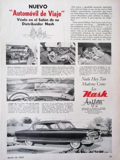 CARTEL ANTIGUO ORIGINAL DE AUTOS NASH AIRLYTES 1953