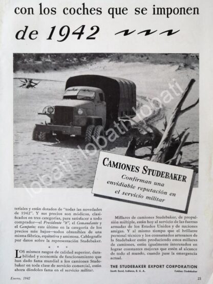 CARTEL ANTIGUO ORIGINAL DE CAMIONES DE GUERRA STUDEBAKER 1944 / MUY RARO SGM