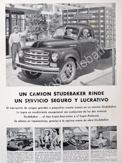 CARTEL ANTIGUO ORIGINAL DE AUTOS. CAMIONES STUDEBAKER 1953 /350