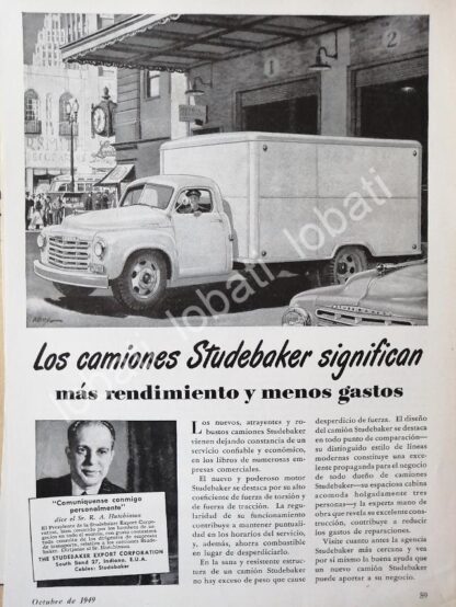 CARTEL ANTIGUO ORIGINAL DE AUTOS. CAMIONES STUDEBAKER 1949 /347