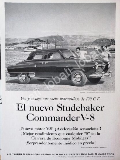 CARTEL ANTIGUO ORIGINAL DE AUTOS STUDEBAKER COMMANDER 1951 /346