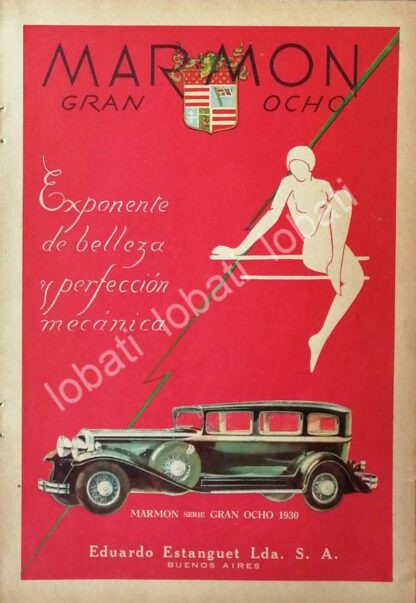 CARTEL ANTIGUO ORIGINAL DE AUTOS MARMON GRAN 8 1930 /330 / RARO