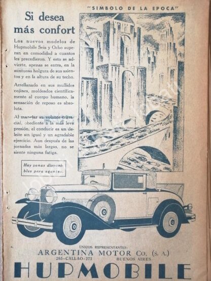 CARTEL ANTIGUO ORIGINAL DE AUTOS HUPMOBILE 6 & 8 DEL SIGLO 1929 /326