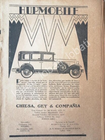 CARTEL ANTIGUO ORIGINAL DE AUTOS HUPMOBILE 8 DEL SIGLO 1929 /325 MUY RARO