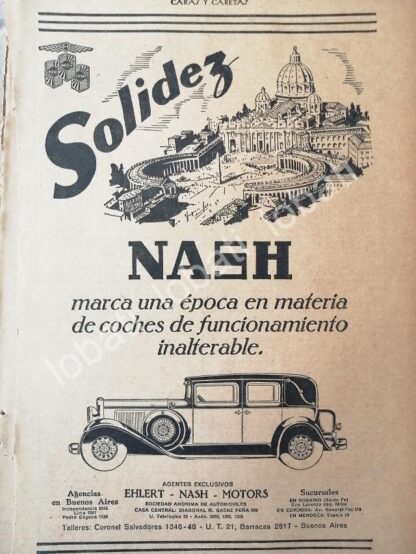 CARTEL ANTIGUO ORIGINAL DE AUTOS NASH 1927 /324