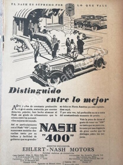 CARTEL ANTIGUO ORIGINAL DE AUTOS NASH 400 1927 /323