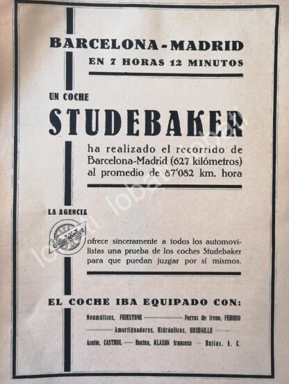 CARTEL ANTIGUO ORIGINAL DE AUTOS STUDEBAKER 1930 /313