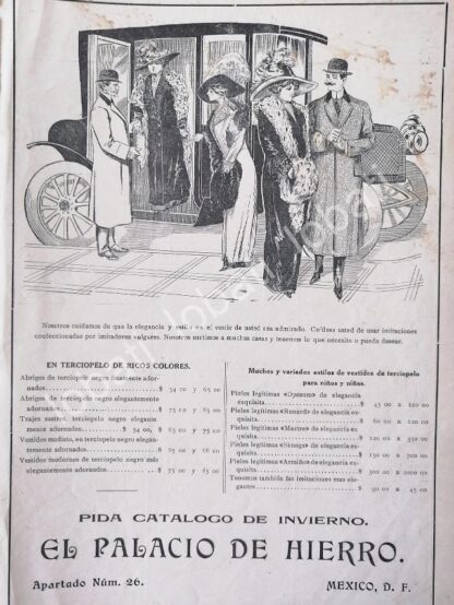 CARTEL ANTIGUO ORIGINAL DE TIENDAS EL PALACIO DE HIERRO 1910 /246