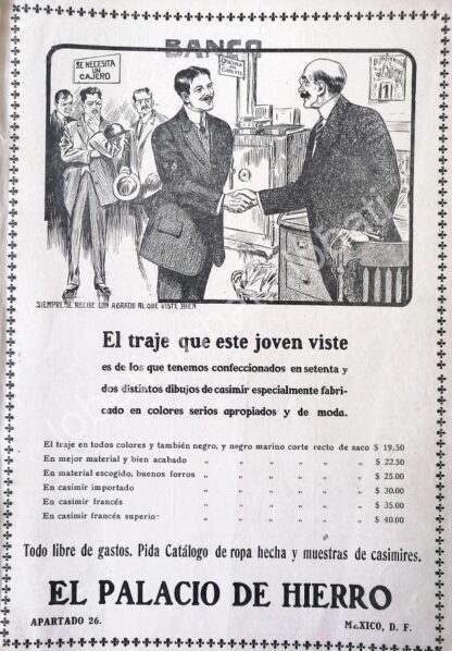 CARTEL ANTIGUO ORIGINAL DE TIENDAS EL PALACIO DE HIERRO 1910 /252 - Imagen 2