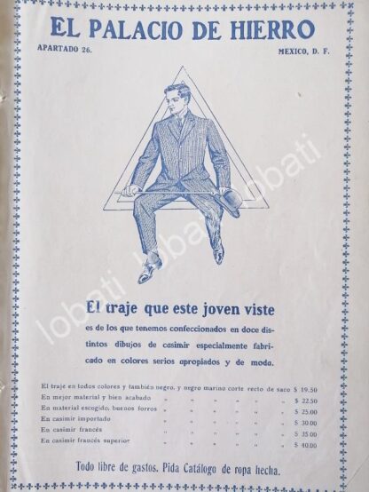 CARTEL ANTIGUO ORIGINAL DE TIENDAS EL PALACIO DE HIERRO 1910 /255