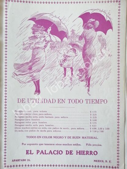 CARTEL ANTIGUO ORIGINAL DE TIENDAS EL PALACIO DE HIERRO 1910 /254