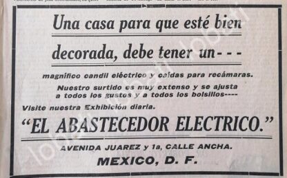 CARTEL ANTIGUO ORIGINAL DE EL ABASTECEDOR ELECTRICO 1912 /241