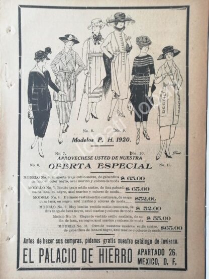 CARTEL ANTIGUO ORIGINAL DE TIENDAS EL PALACIO DE HIERRO 1920 MODAS /211