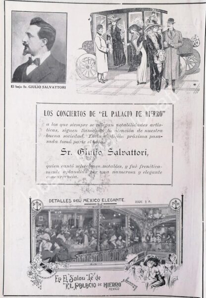 CARTEL ANTIGUO ORIGINAL DE CANTANTE GIULIO SALVATORI EN EL PALACIO DE HIERRO 1920 /210 SUPER RARO 10+